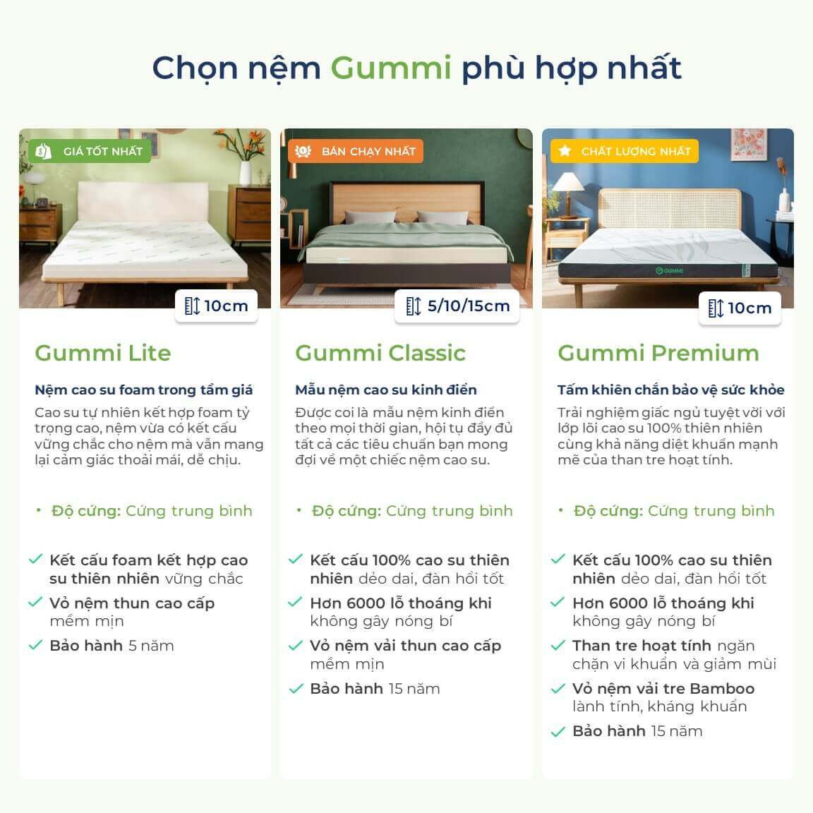 Nệm cao su thiên nhiên Gummi Classic thế hệ mới dày 5/10/15cm - Ảnh 9