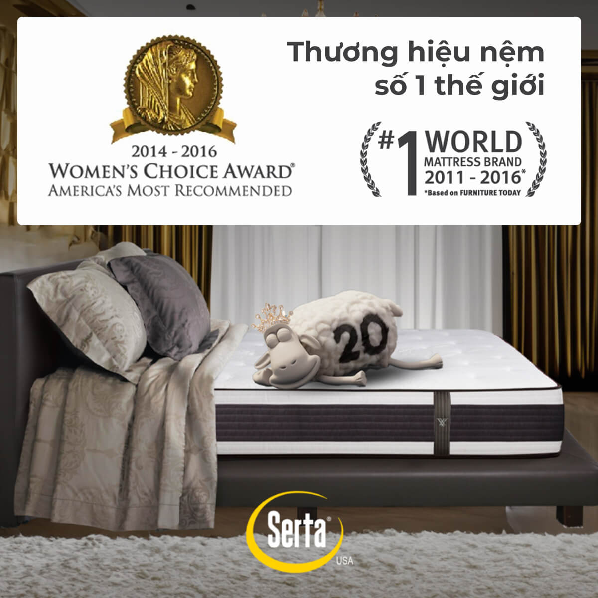 (Phiên bản giới hạn) Nệm lò xo Serta Perfect Sleeper Grand Suite cao cấp kháng khuẩn dày 30cm - Ảnh 11