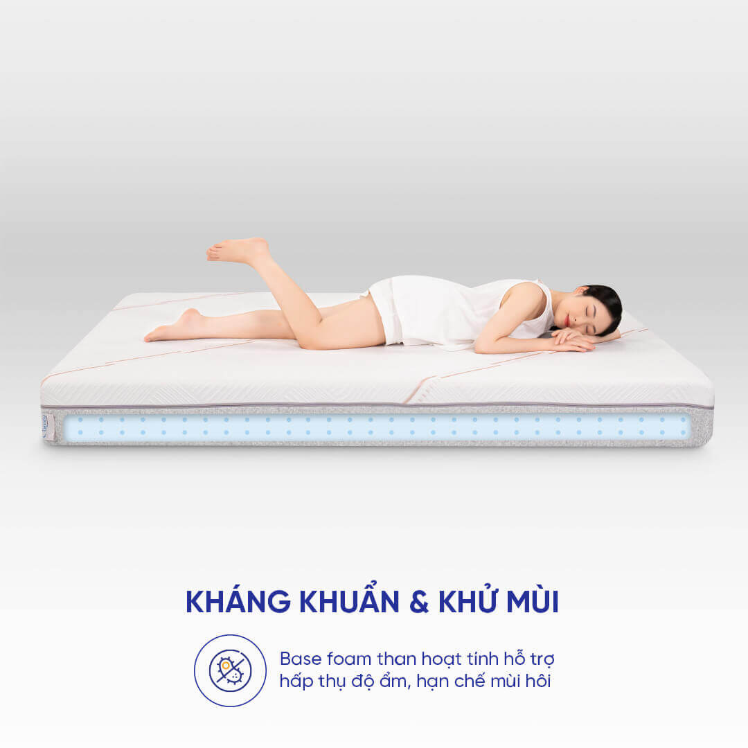 Nệm foam Comfy Lux 1.0 cao cấp kháng khuẩn kép dày 20cm - Ảnh 11