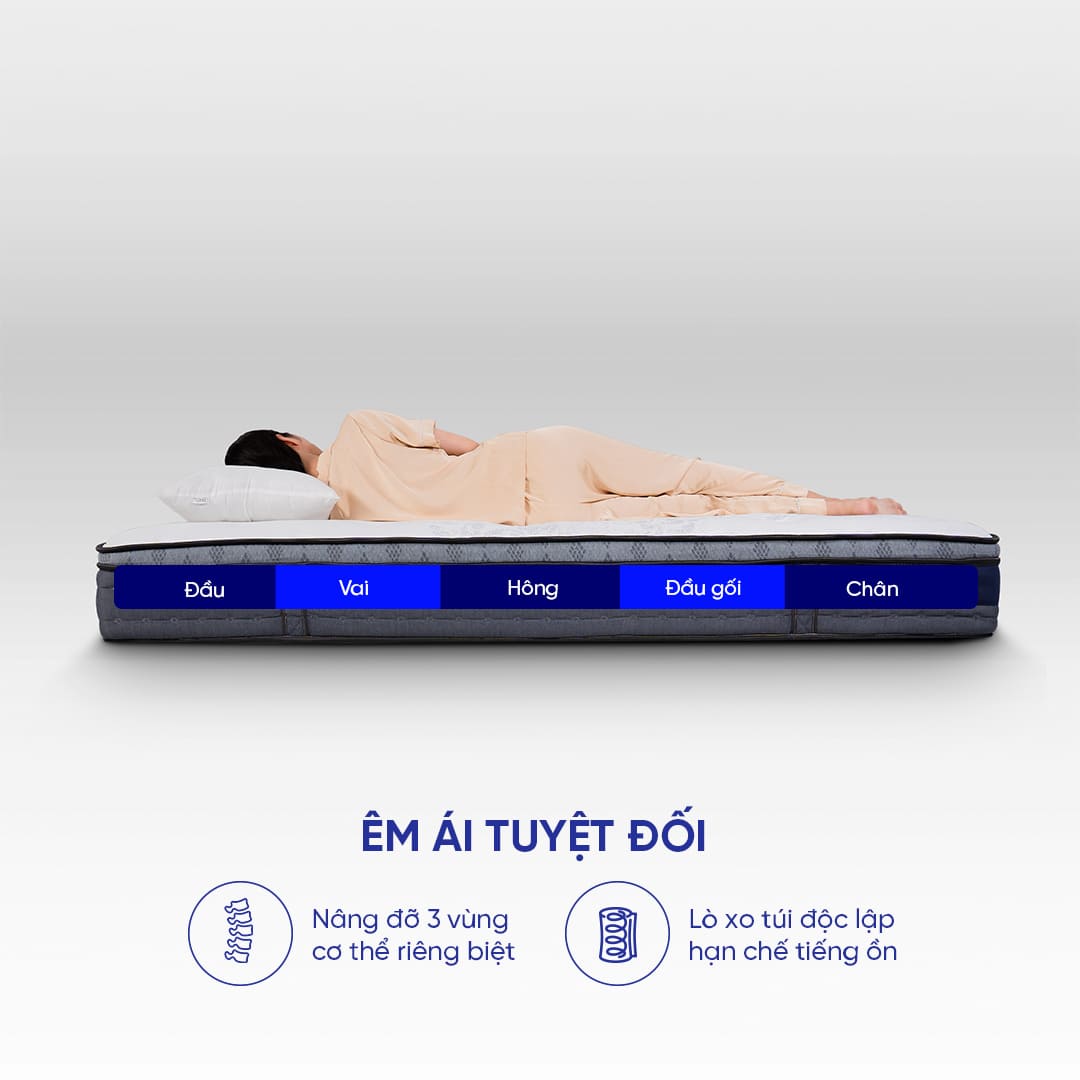 Nệm lò xo túi độc lập Amando Elite Plus giảm tiếng ồn dày 25cm - Ảnh 5