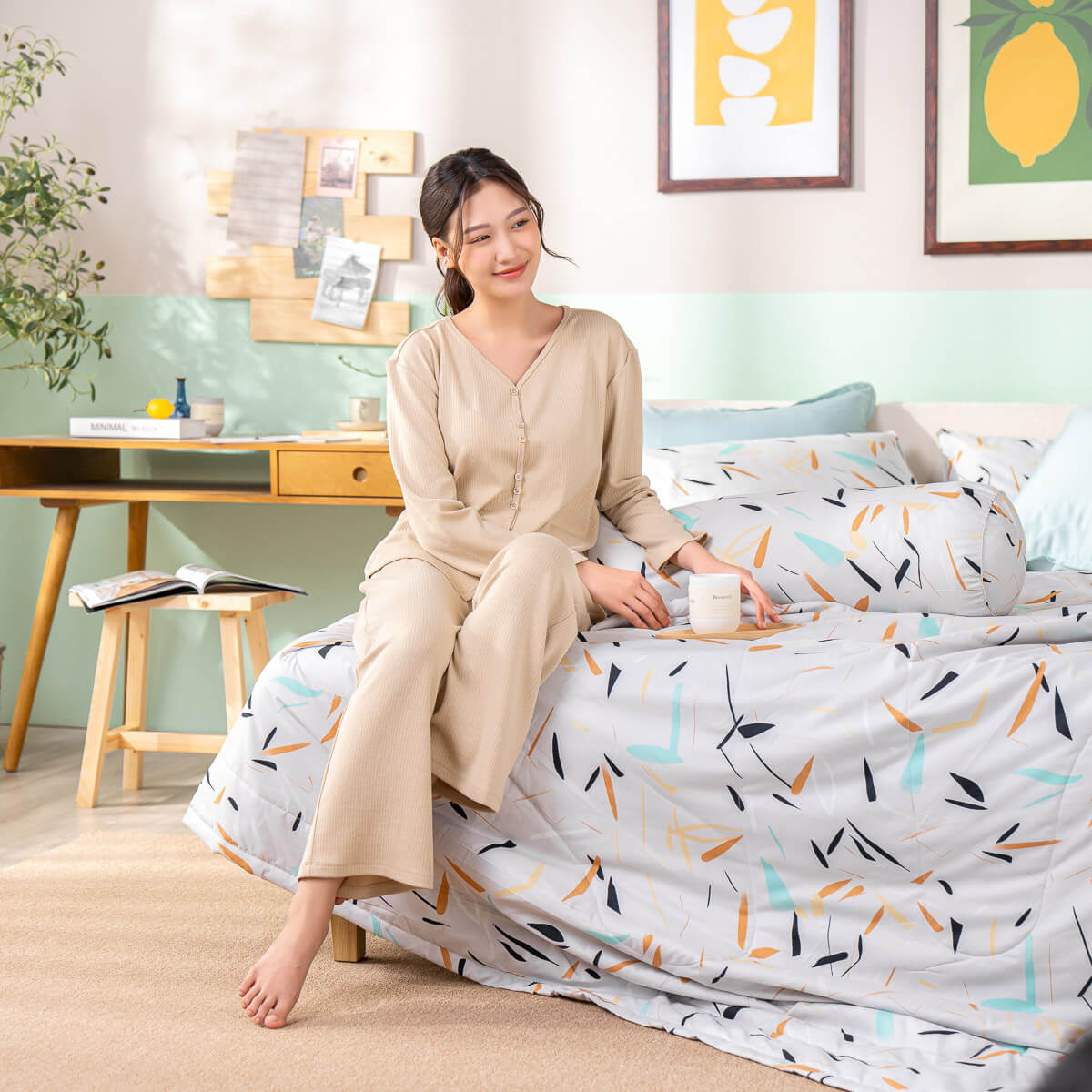 Bộ Ga chun microfiber Amando Ellie họa tiết 4 chi tiết M03 - Ảnh 6