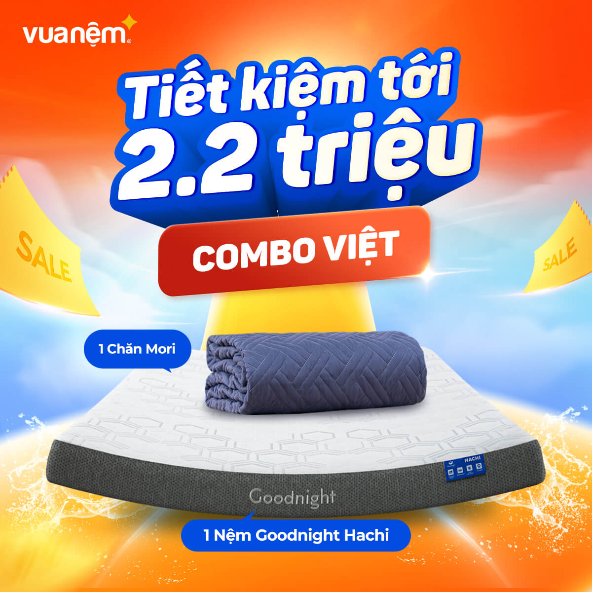 Combo Việt (Nệm Hachi, 1 chăn chần Mori)