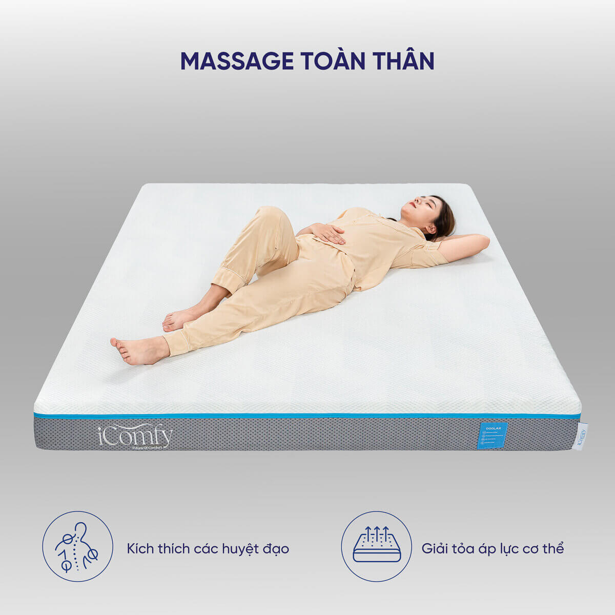 Nệm foam iComfy Coolax massage thoáng mát dày 15cm - Ảnh 3